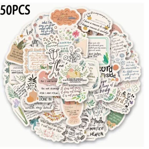 50pcs Bible Verse Stickers Psalms & Proverbs - Reusable Vinyl Decals - Picture 3 of 7